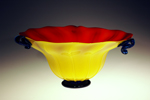 red yellow glass bowl